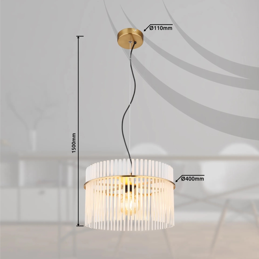 Globo - Hanglamp aan een koord 1xE27/60W/230V diameter 40 cm goud