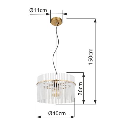 Globo - Hanglamp aan een koord 1xE27/60W/230V diameter 40 cm goud