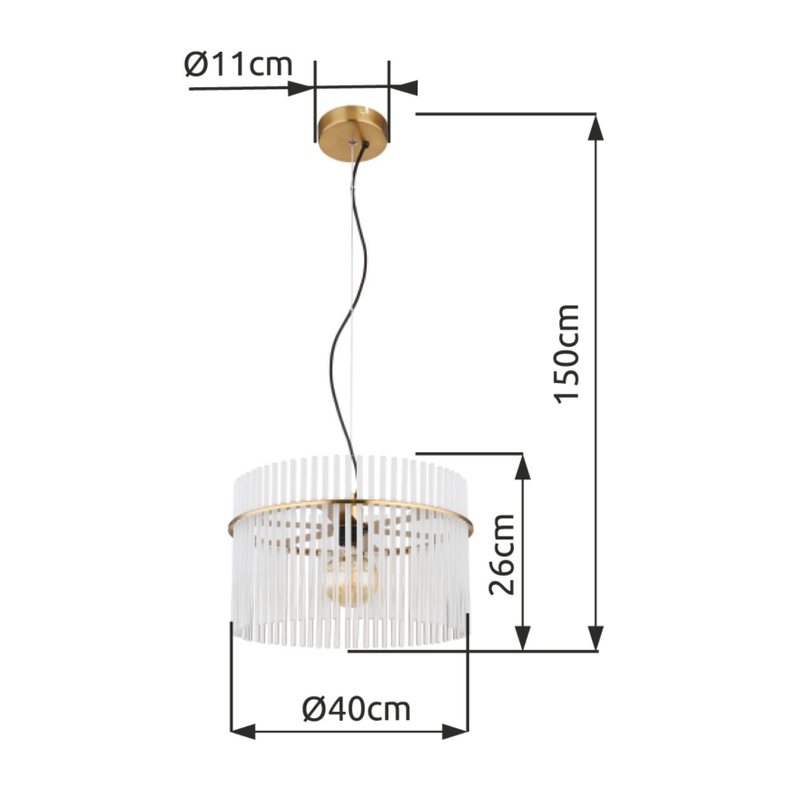 Globo - Hanglamp aan een koord 1xE27/60W/230V diameter 40 cm goud