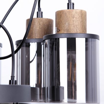 Globo - Hanglamp aan een koord 3xE27/15W/230V diameter 27 cm eiken