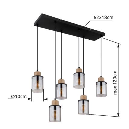 Globo - Hanglamp aan een koord 6xE27/15W/230V