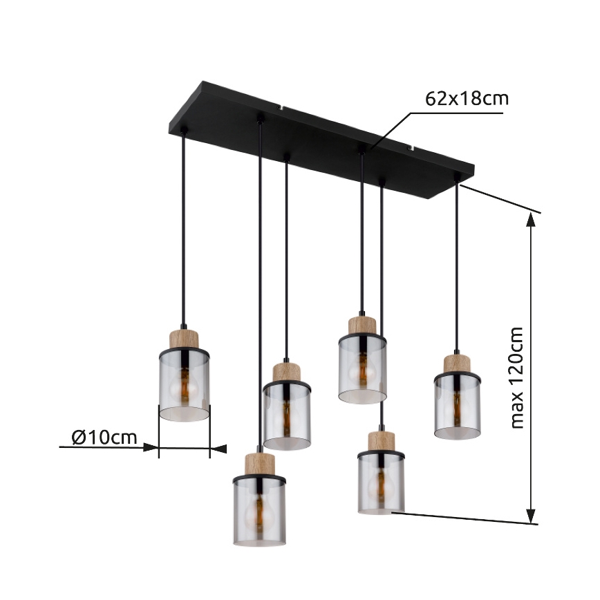 Globo - Hanglamp aan een koord 6xE27/15W/230V
