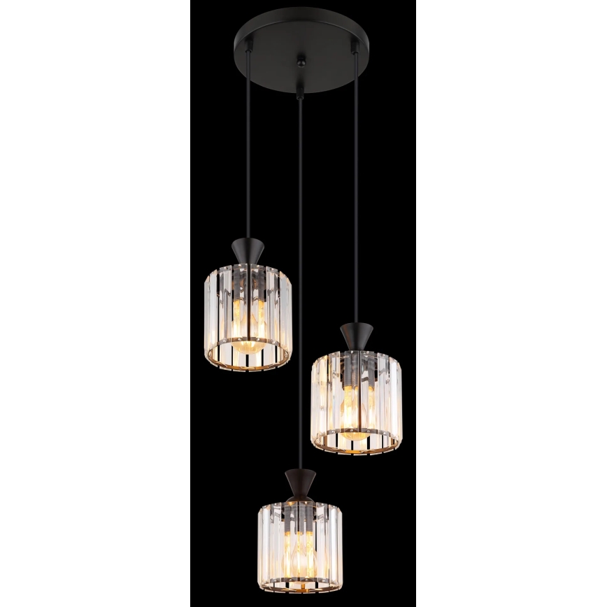 Globo - Hanglamp aan een koord 3xE27/60W/230V diameter 32 cm zwart