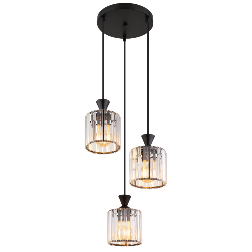 Globo - Hanglamp aan een koord 3xE27/60W/230V diameter 32 cm zwart