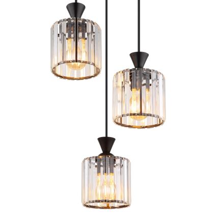 Globo - Hanglamp aan een koord 3xE27/60W/230V diameter 32 cm zwart