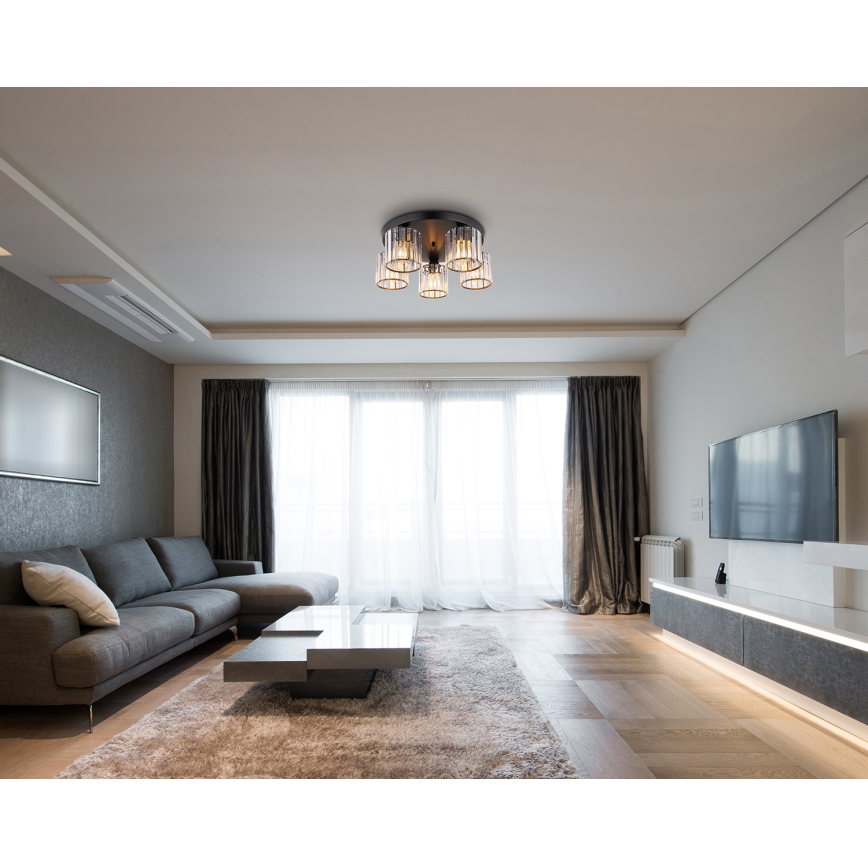 Globo - Bevestigde hanglamp 5xE27/60W/230V diameter 46,5 cm zwart