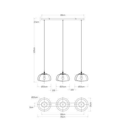 Globo - Hanglamp aan een koord 3xE14/40W/230V