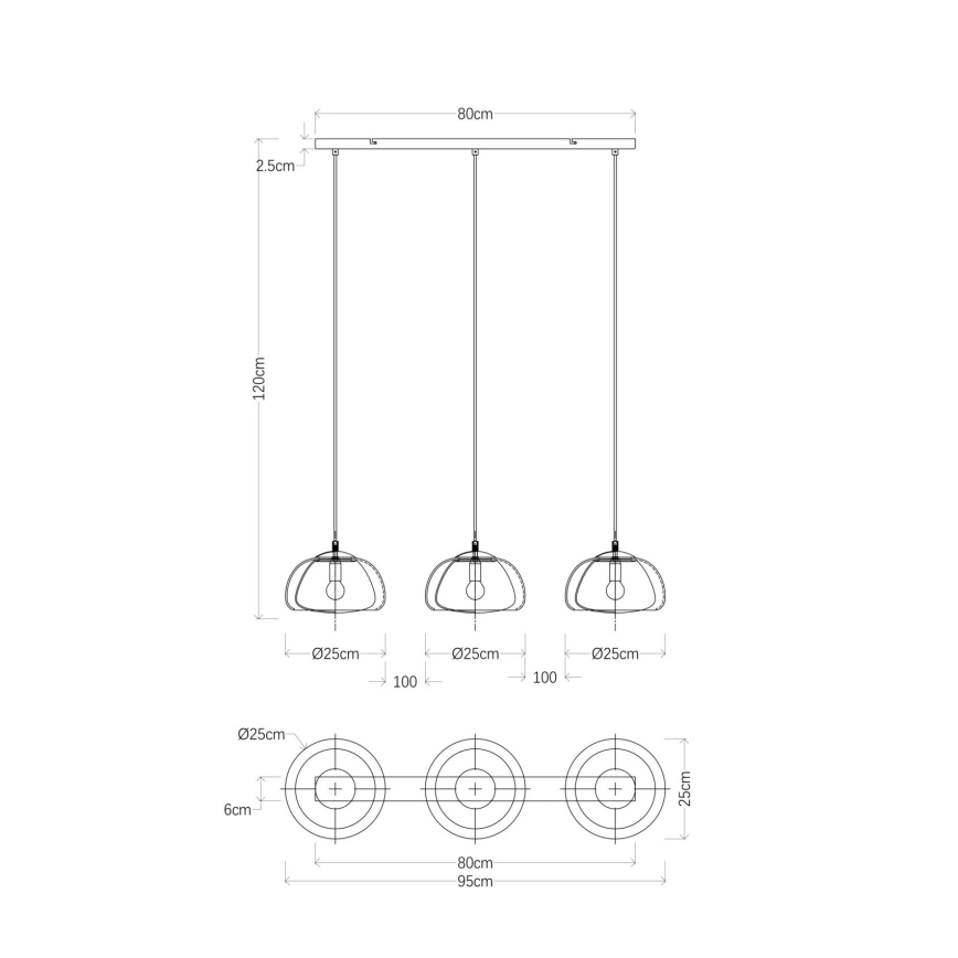 Globo - Hanglamp aan een koord 3xE14/40W/230V