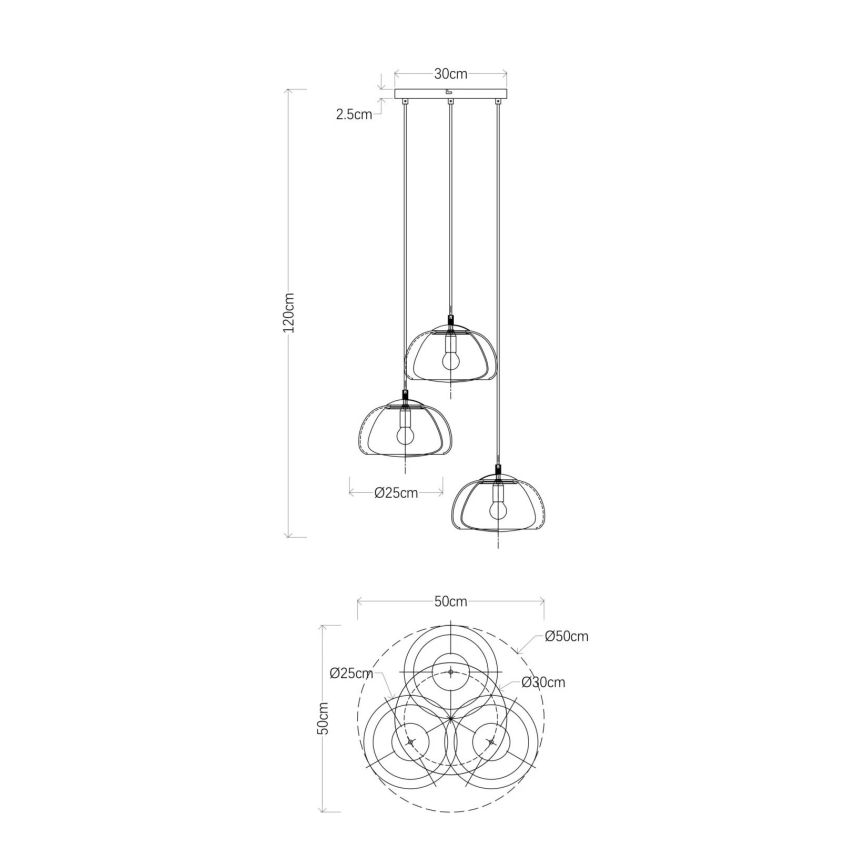Globo - Hanglamp aan een koord 3xE14/40W/230V