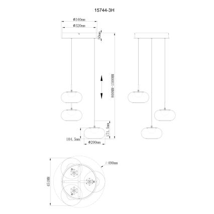 Globo - LED Hanglamp aan een koord 3xLED/6W/230V