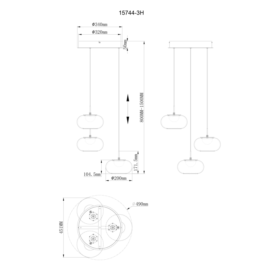 Globo - LED Hanglamp aan een koord 3xLED/6W/230V