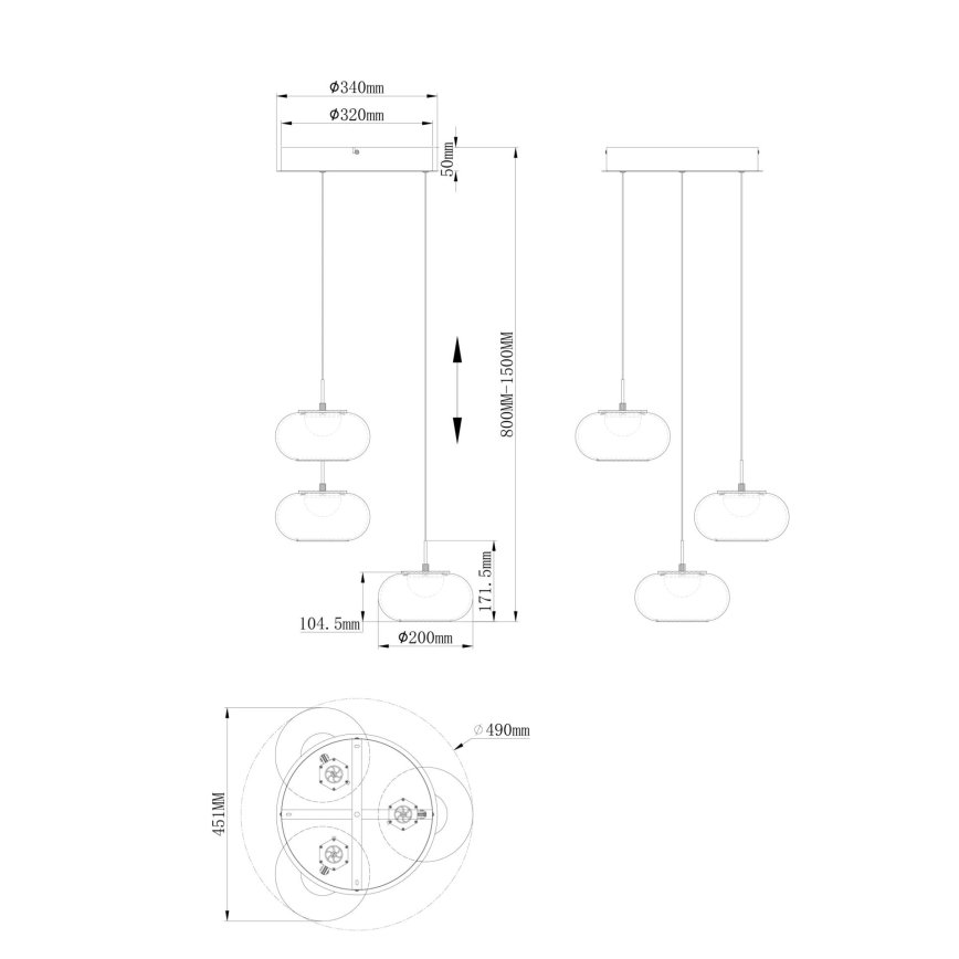 Globo - LED Hanglamp aan een koord 3xLED/6W/230V
