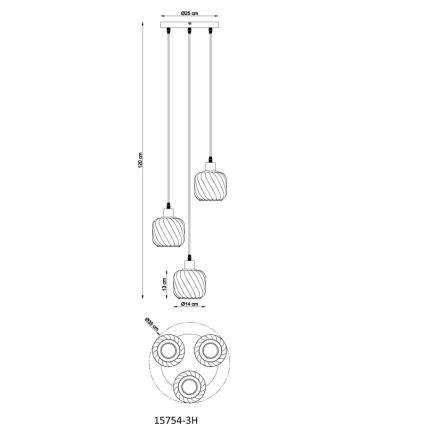 Globo - Hanglamp aan een koord 3xE27/25W/230V