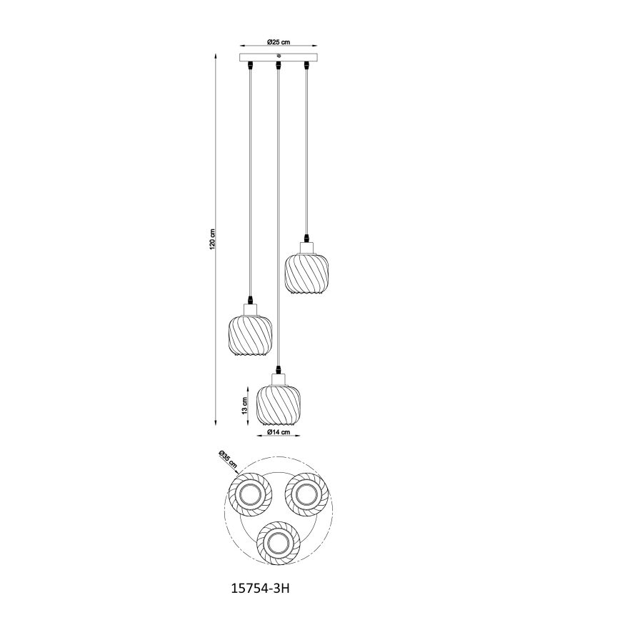 Globo - Hanglamp aan een koord 3xE27/25W/230V