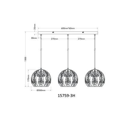 Globo - Hanglamp aan een koord 3xE27/40W/230V