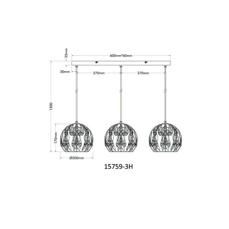 Globo - Hanglamp aan een koord 3xE27/40W/230V