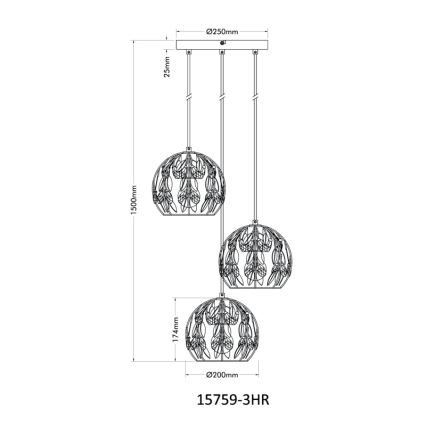 Globo - Hanglamp aan een koord 3xE27/40W/230V diameter 41 cm