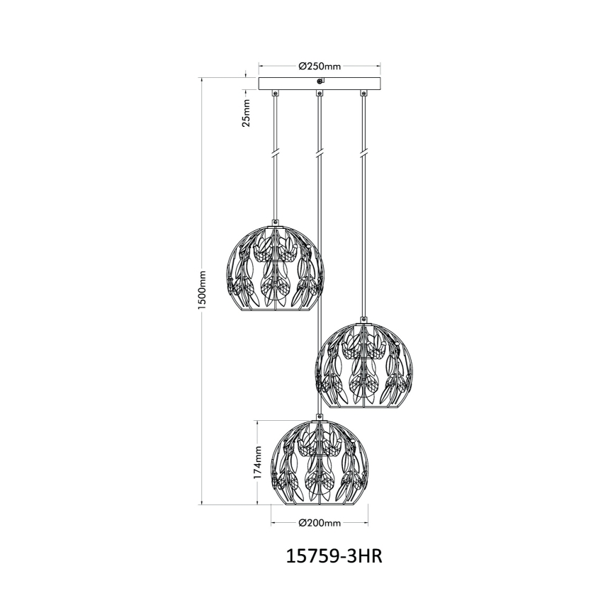 Globo - Hanglamp aan een koord 3xE27/40W/230V diameter 41 cm