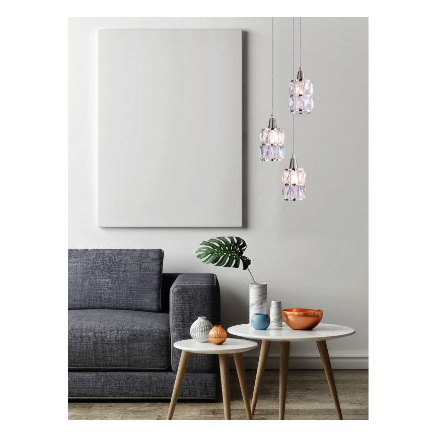 Globo 15760-3 - Kristallen kroonluchter aan koord WOLLI 3xE14/40W/230V