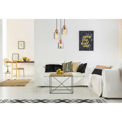 Globo - Hanglamp aan een koord 3xE27/25W/230V zwart diameter 30 cm
