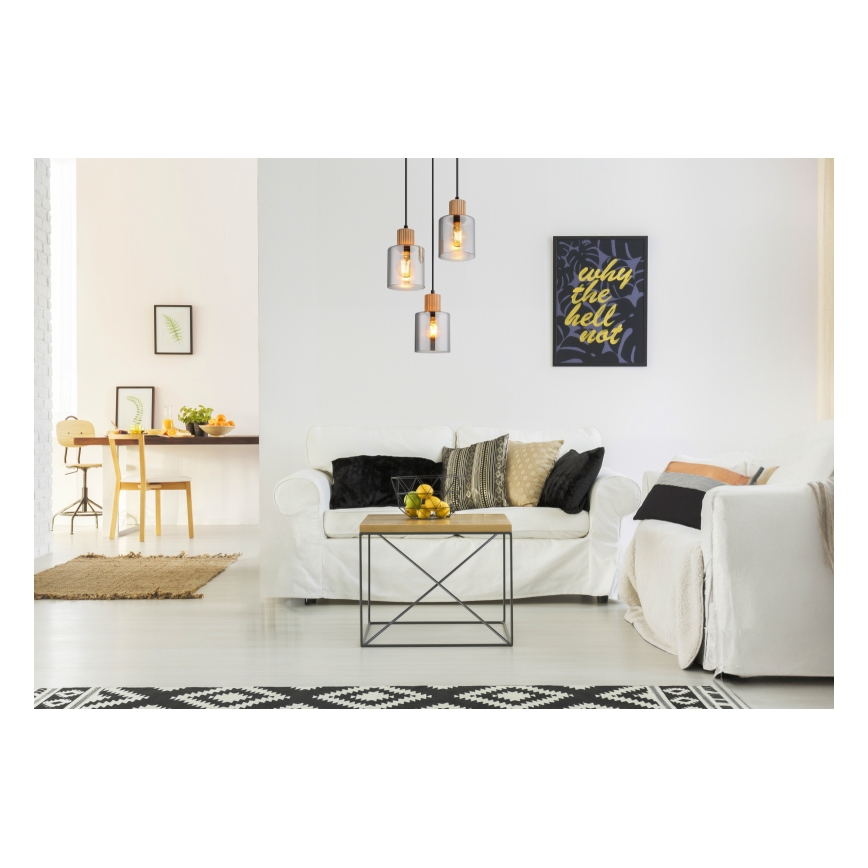 Globo - Hanglamp aan een koord 3xE27/25W/230V zwart diameter 30 cm