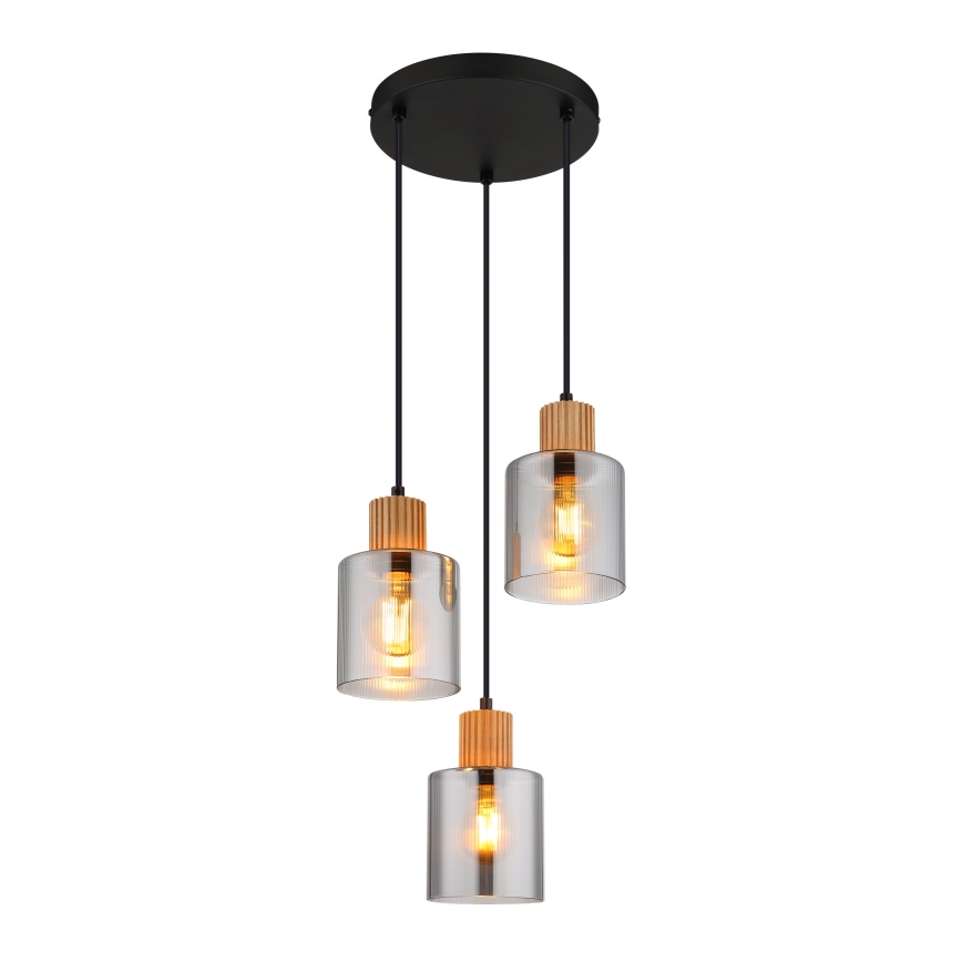 Globo - Hanglamp aan een koord 3xE27/25W/230V zwart diameter 30 cm