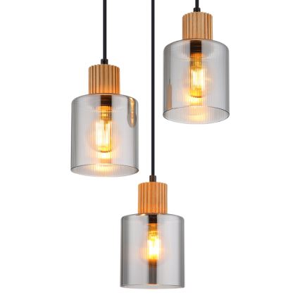 Globo - Hanglamp aan een koord 3xE27/25W/230V zwart diameter 30 cm