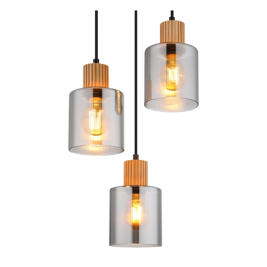 Globo - Hanglamp aan een koord 3xE27/25W/230V zwart diameter 30 cm