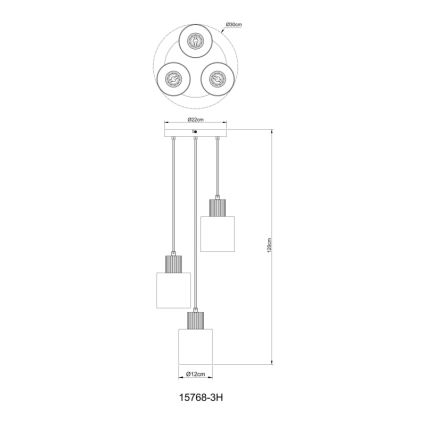Globo - Hanglamp aan een koord 3xE27/25W/230V zwart diameter 30 cm