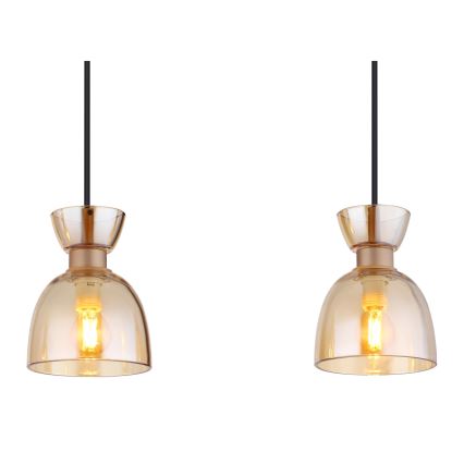 Globo - Hanglamp aan een koord 3xE14/40W/230V bruin/gerookt