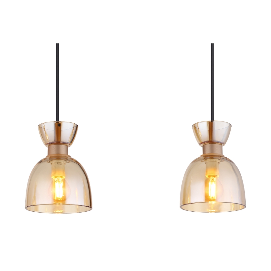 Globo - Hanglamp aan een koord 3xE14/40W/230V bruin/gerookt