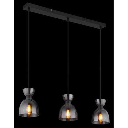 Globo - Hanglamp aan een koord 3xE14/40W/230V zwart/gerookt