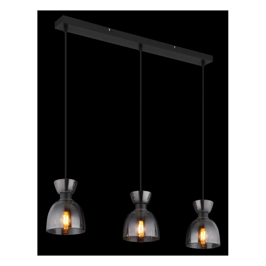 Globo - Hanglamp aan een koord 3xE14/40W/230V zwart/gerookt