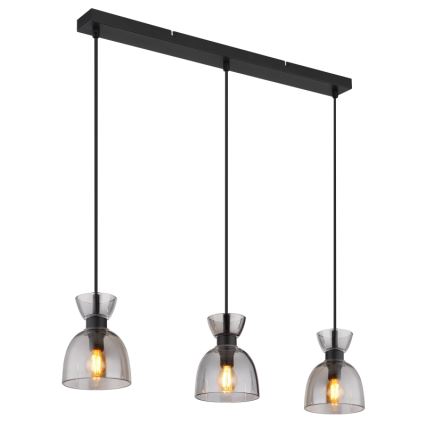 Globo - Hanglamp aan een koord 3xE14/40W/230V zwart/gerookt
