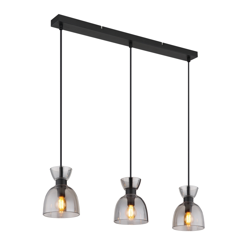 Globo - Hanglamp aan een koord 3xE14/40W/230V zwart/gerookt