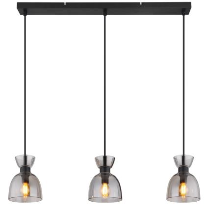 Globo - Hanglamp aan een koord 3xE14/40W/230V zwart/gerookt