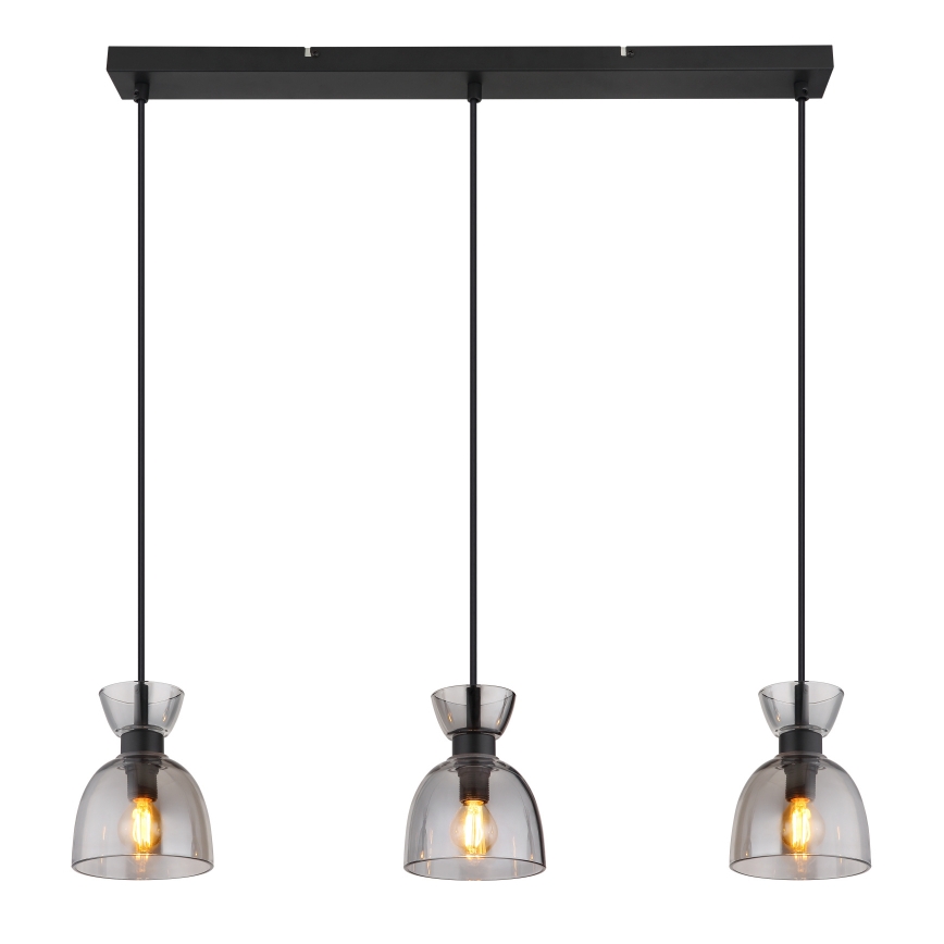 Globo - Hanglamp aan een koord 3xE14/40W/230V zwart/gerookt