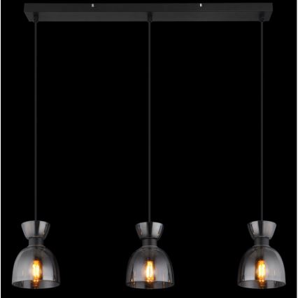 Globo - Hanglamp aan een koord 3xE14/40W/230V zwart/gerookt