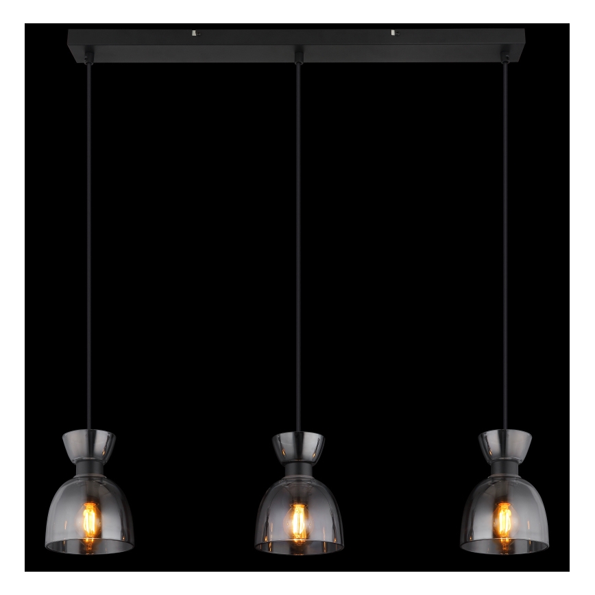 Globo - Hanglamp aan een koord 3xE14/40W/230V zwart/gerookt
