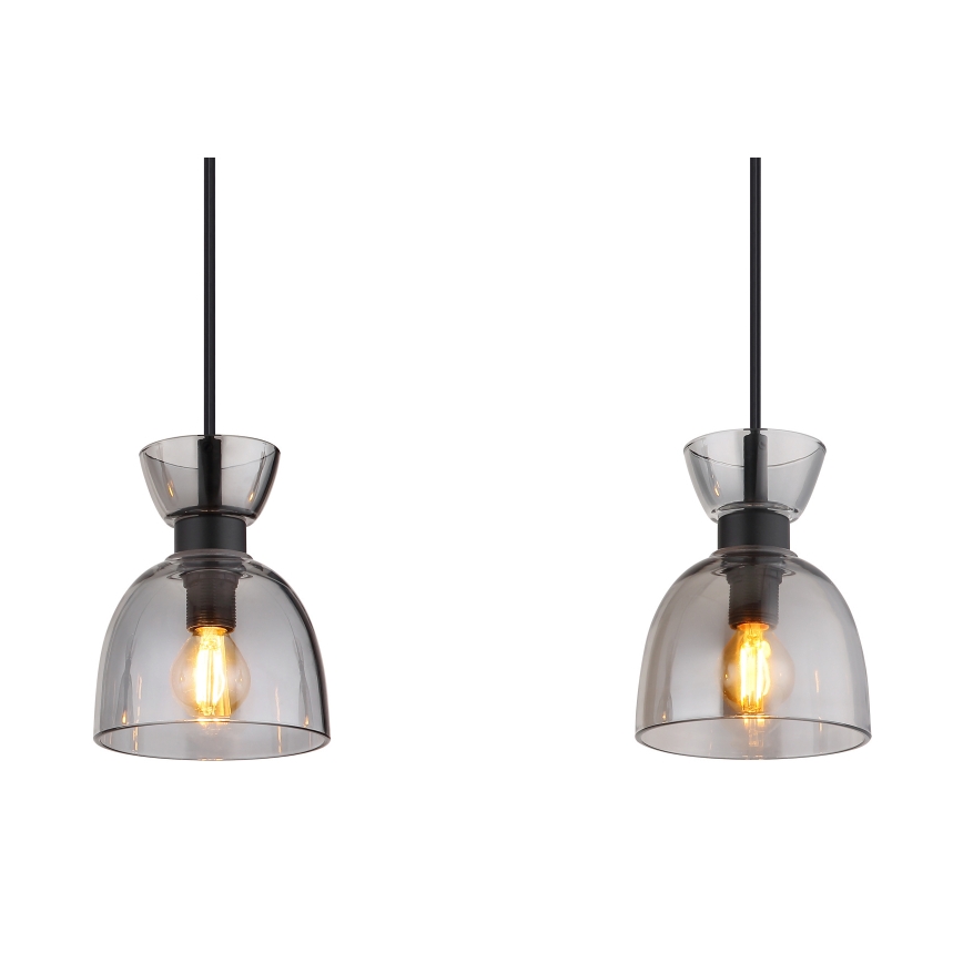 Globo - Hanglamp aan een koord 3xE14/40W/230V zwart/gerookt
