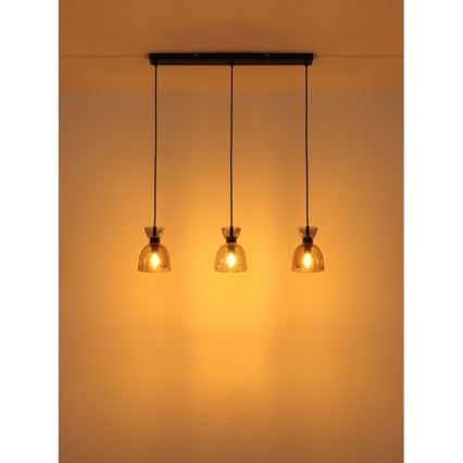 Globo - Hanglamp aan een koord 3xE14/40W/230V zwart/gerookt