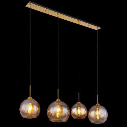 Globo - Hanglamp met kabel 4xE27/60W/230V messing