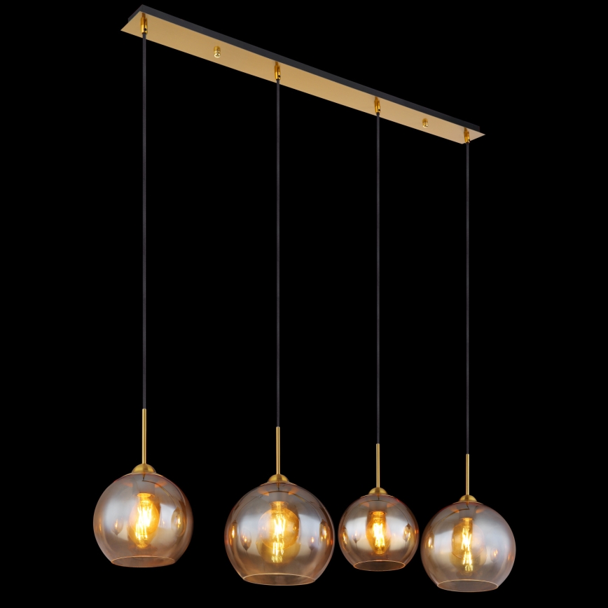Globo - Hanglamp met kabel 4xE27/60W/230V messing