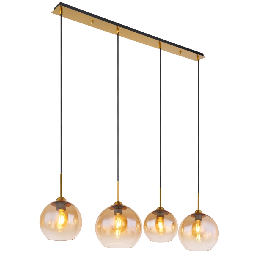 Globo - Hanglamp met kabel 4xE27/60W/230V messing
