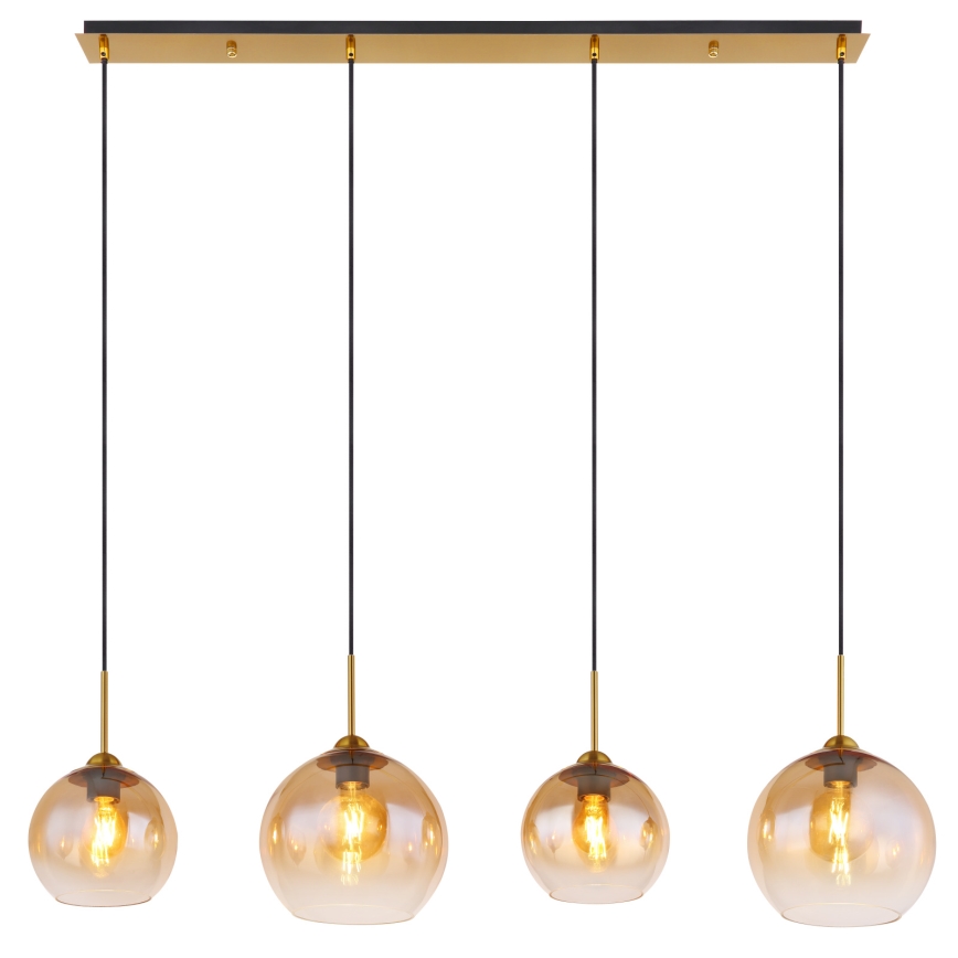 Globo - Hanglamp met kabel 4xE27/60W/230V messing