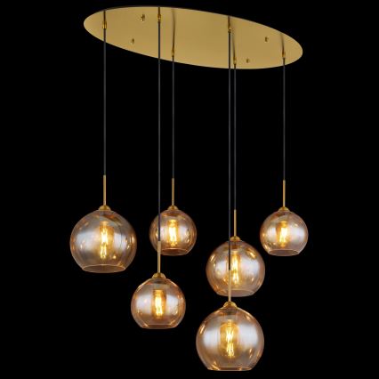 Globo - Kroonluchter aan kabel 6xE27/60W/230V messing