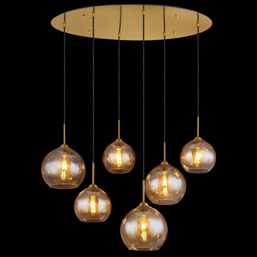 Globo - Kroonluchter aan kabel 6xE27/60W/230V messing