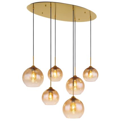 Globo - Kroonluchter aan kabel 6xE27/60W/230V messing