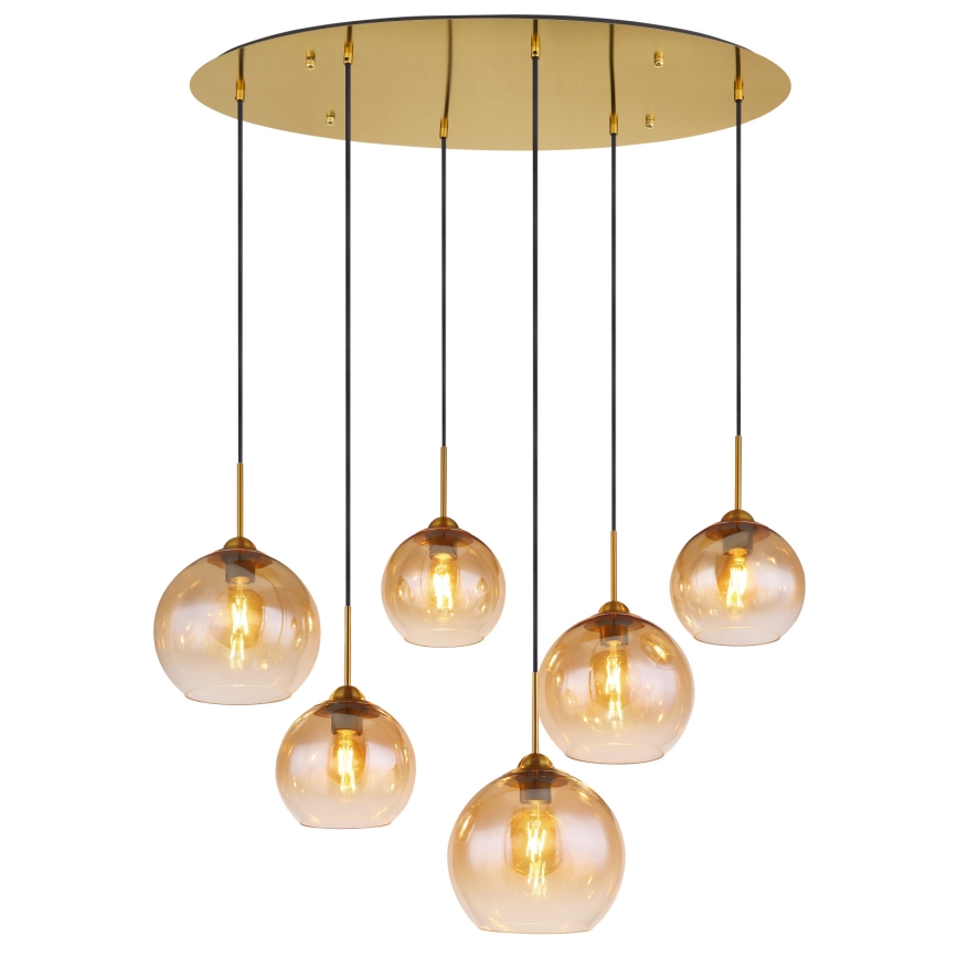 Globo - Kroonluchter aan kabel 6xE27/60W/230V messing