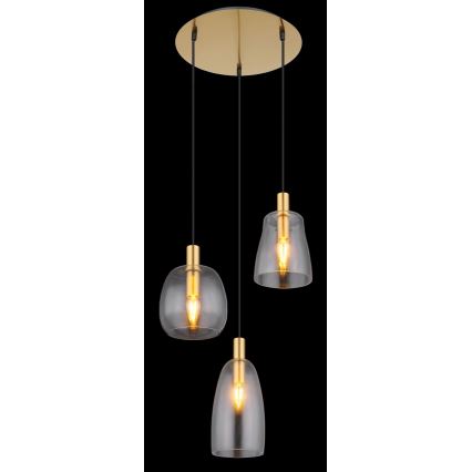 Globo - Hanglamp aan een koord 3xE14/40W/230V diameter 43 cm messing